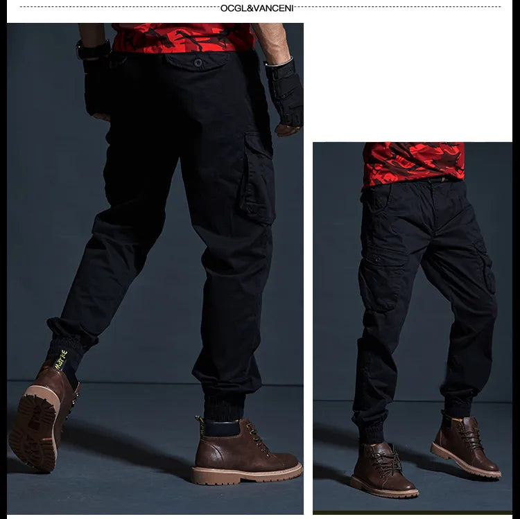 High quality tactical camo cargo joggers slim fit cargo trousers