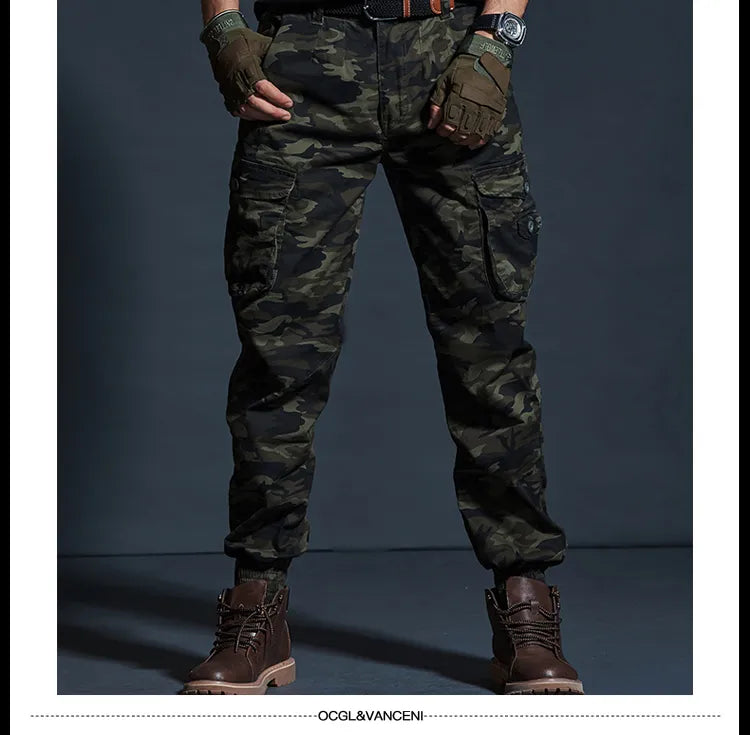 High quality tactical camo cargo joggers slim fit cargo trousers