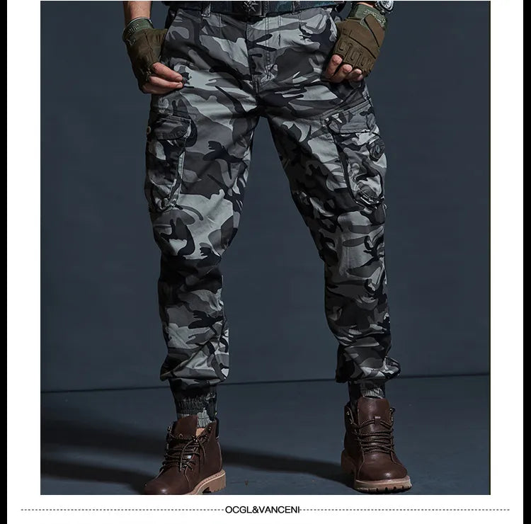 High quality tactical camo cargo joggers slim fit cargo trousers