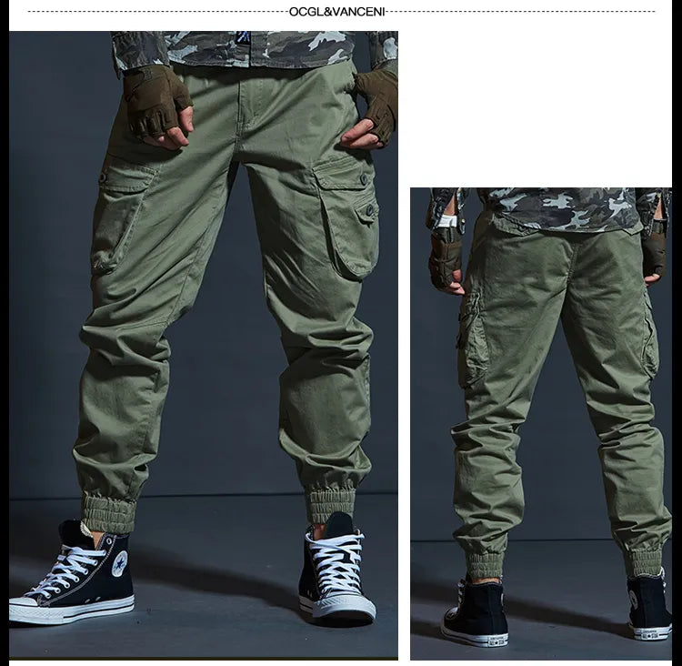 High quality tactical camo cargo joggers slim fit cargo trousers