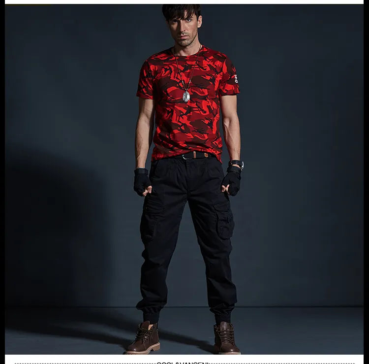 High quality tactical camo cargo joggers slim fit cargo trousers