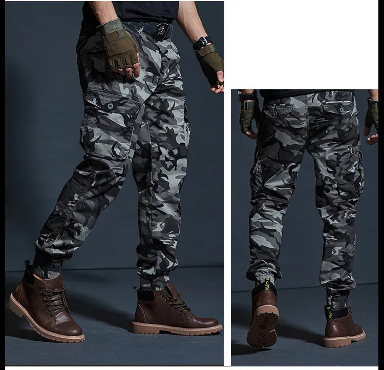 High quality tactical camo cargo joggers slim fit cargo trousers