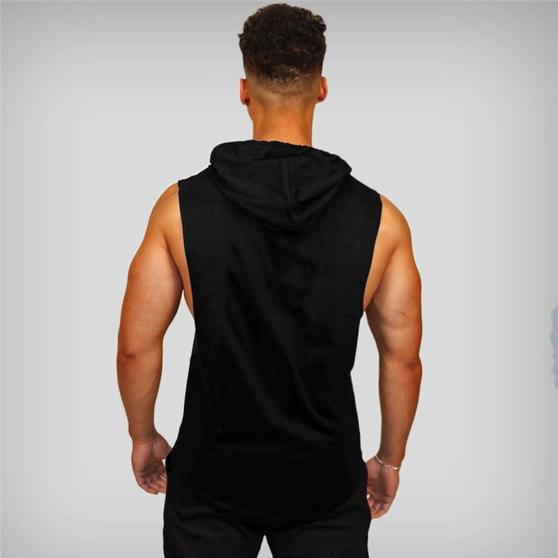 Men gym sweat t-shirt  no pain no gain hoodie sleeveless hoodie workout wear tank top vest