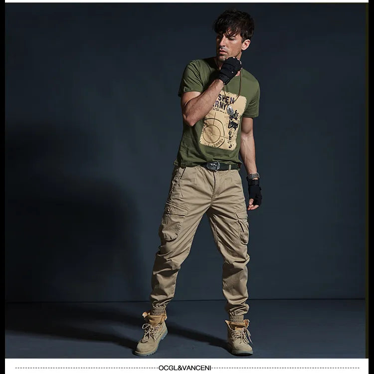 High quality tactical camo cargo joggers slim fit cargo trousers