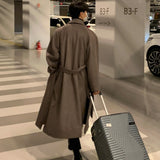 Men Loose Casual Single-breasted trench coat oversized fashion wool trench long coat