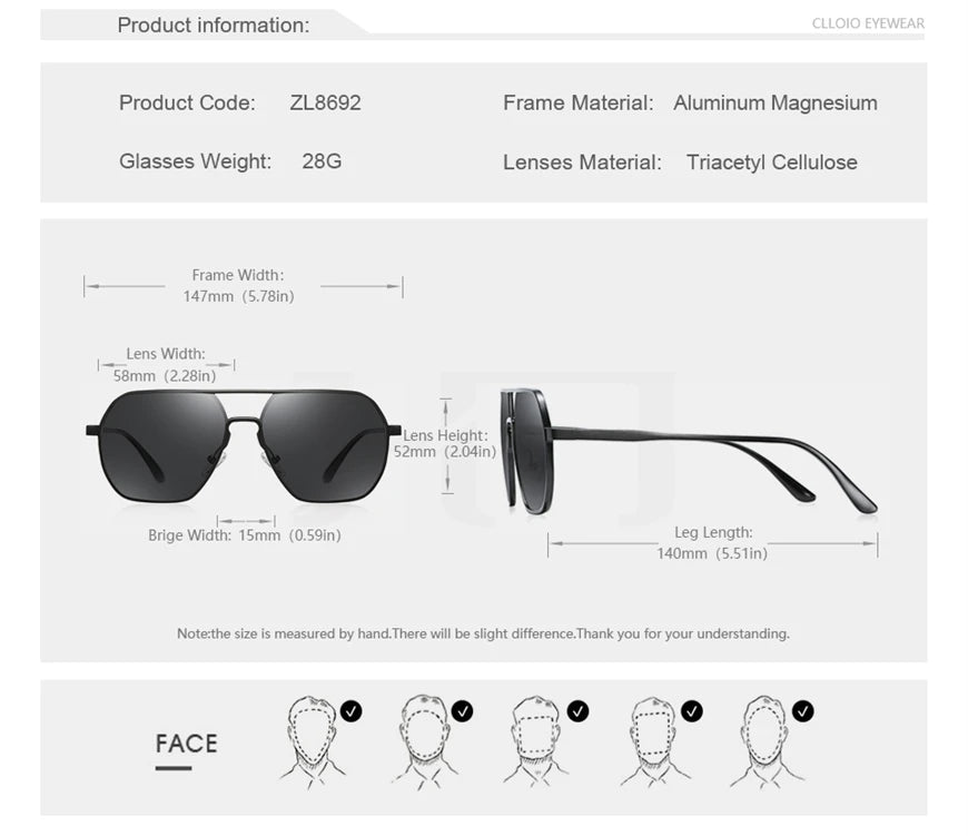 Aluminum Photochromic aviator polarized sunglasses Chameleon Anti-glare sunglasses