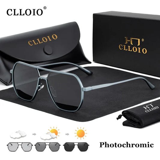 Aluminum Photochromic aviator polarized sunglasses Chameleon Anti-glare sunglasses