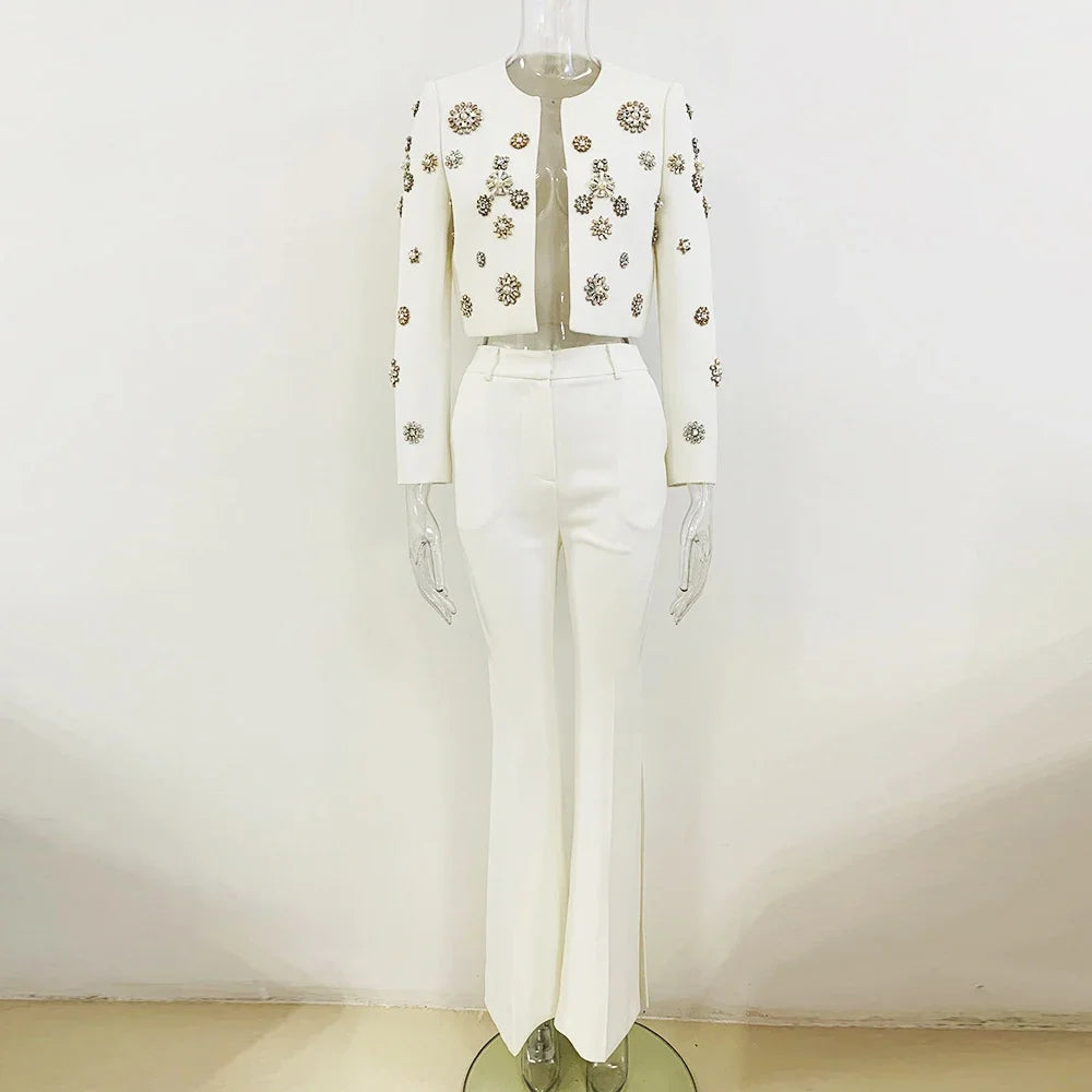 blazer set blazer and flare pants party outfit clubbing outfit going out outfits white two piece set white outfits for women all white outfit rave outfit white party outfits all white outfit women