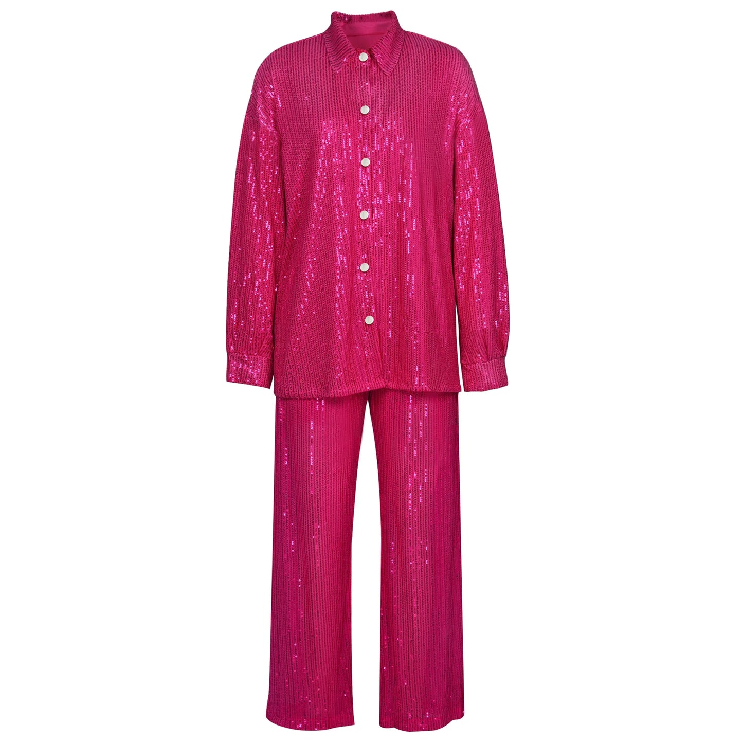 Ladies glitter Paloma blazer trouser set night out outfit Pink (3 pcs Set)