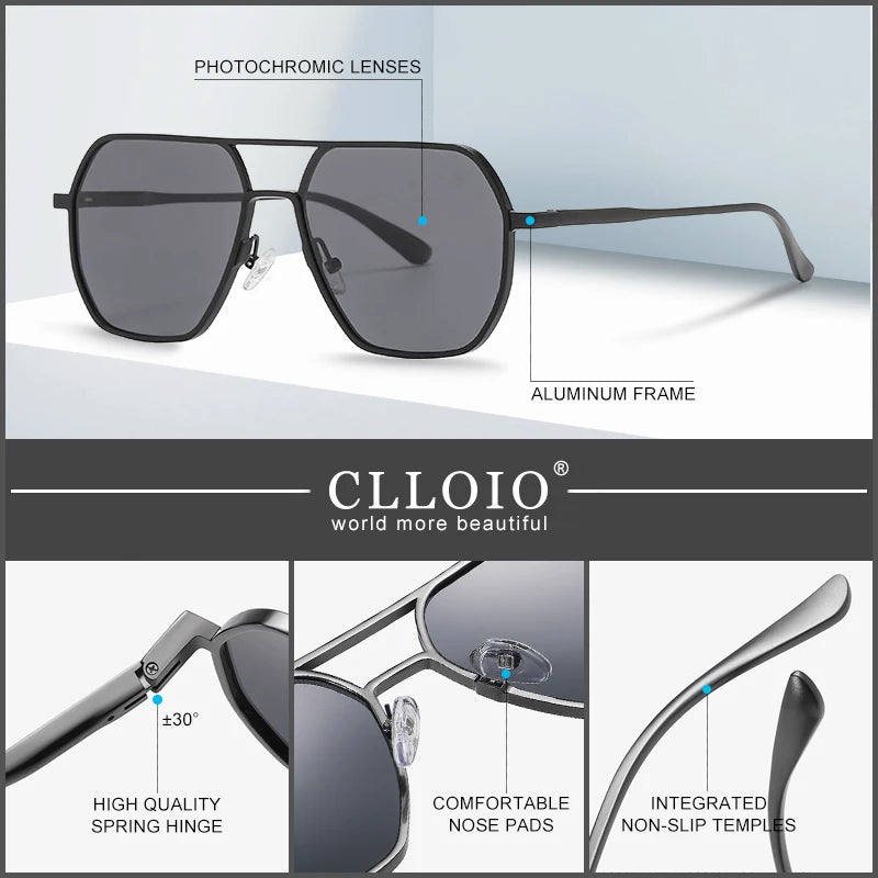 Aluminum Photochromic aviator polarized sunglasses Chameleon Anti-glare sunglasses