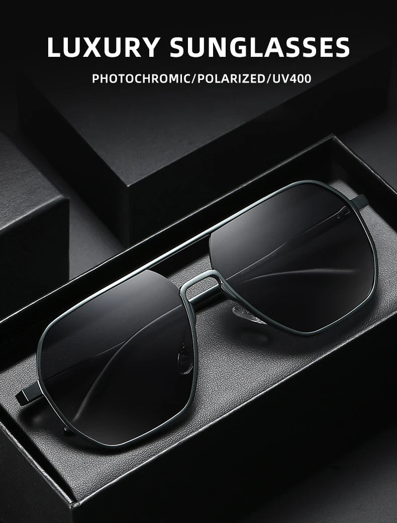 Aluminum Photochromic aviator polarized sunglasses Chameleon Anti-glare sunglasses