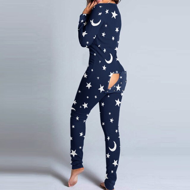 Ladies women Christmas jumpsuit romper pyjamas buttoned cutout
