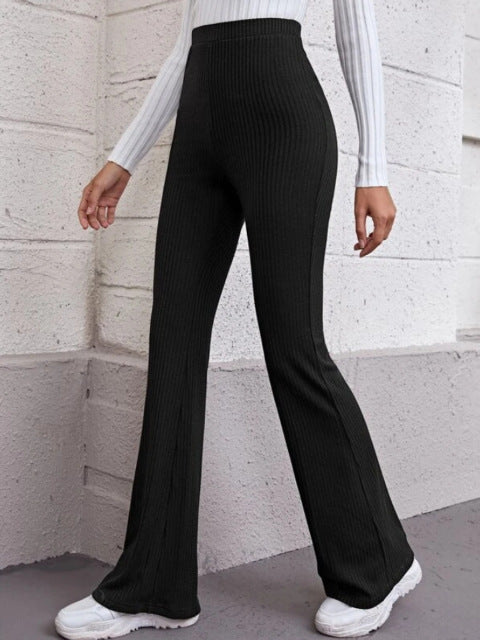 Ladies flare leg knitted pants bell bottom leggings