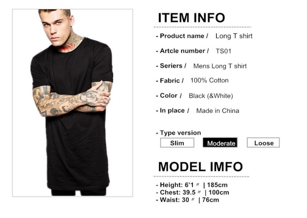 New men long fit t-shirt men t shirt men fit t-shirt knee length t-shirt summer 2022