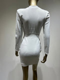 Ladies elegant bandage dress long sleeve blazer buttons top classy dress evening dress