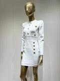Ladies elegant bandage dress long sleeve blazer buttons top classy dress evening dress